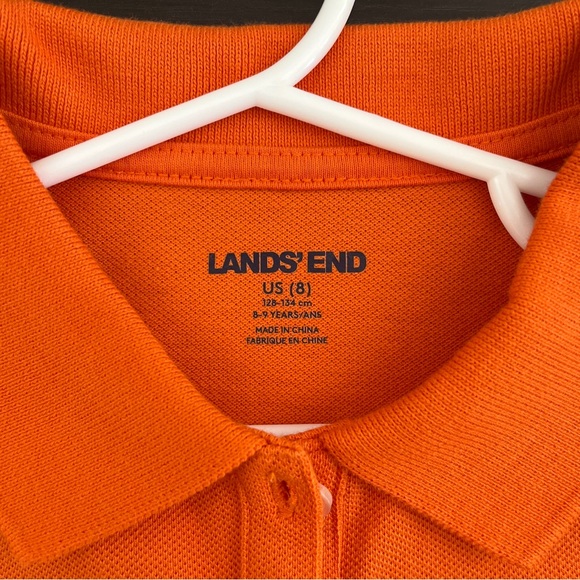 New Land's End Girls 8 School Uniform Polo Dress Pleat Orange Short Sleeve NWOT - Picture 8 of 8